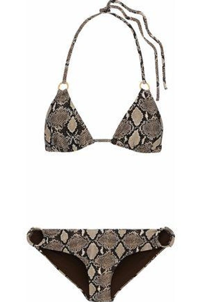 Melissa Odabash Snake-print Triangle Bikini In Brown