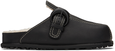 Marine Serre Leather Slide Sandals In Black