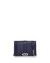 Rebecca Minkoff Love Small Chevron Quilted Leather Crossbody In True Navy/silver
