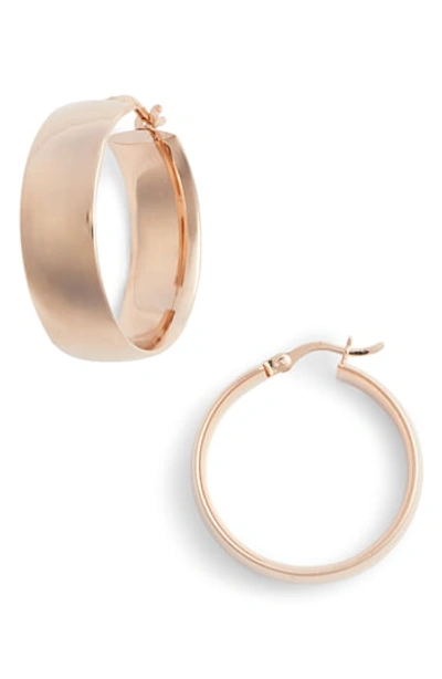 Argento Vivo Flat Edge Hoop Earrings In Rose Gold Multi