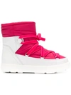 Moncler Stephanie Velvet Boots In Pink/ White