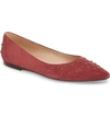 Tod's Gommini Studded Ballet Flat In Dark Red Suede