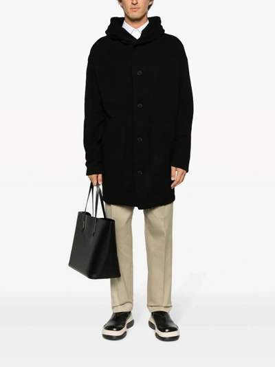Yohji Yamamoto Pour Homme Men Hooded Coat In 1 Black