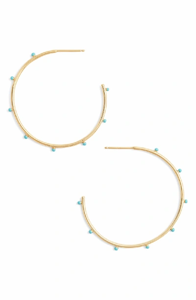 Argento Vivo Enamel Studded Hoop Earrings In Turquoise