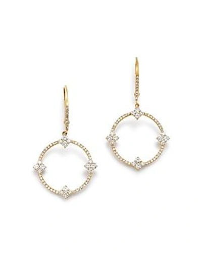 Kc Designs 14k Yellow Gold Open Circle Diamond Drop Earrings In White/gold