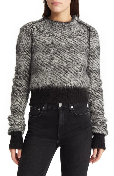 Rag & Bone Edith Houndstooth Jacquard Mock Neck Sweater In Blackmult