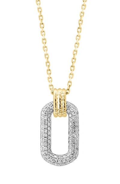 Effy Two-tone Pavé Diamond Oval Pendant Necklace In Yellow Gold