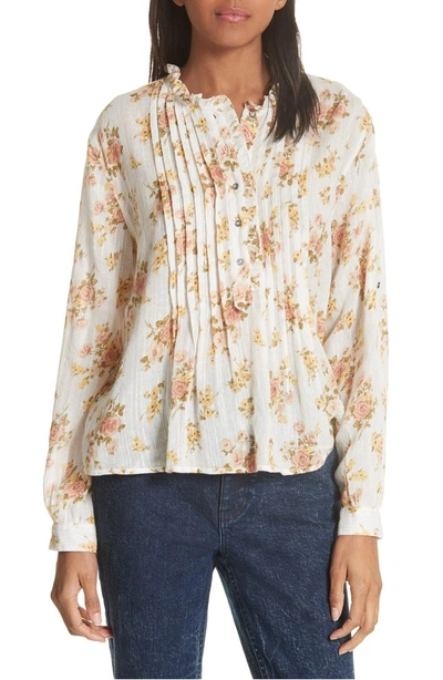 La Vie Rebecca Taylor Madeleine Cotton Blend Blouse In Milk