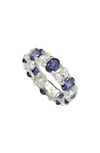 Suzy Levian Oval Cut Sapphire Band Ring In Blue