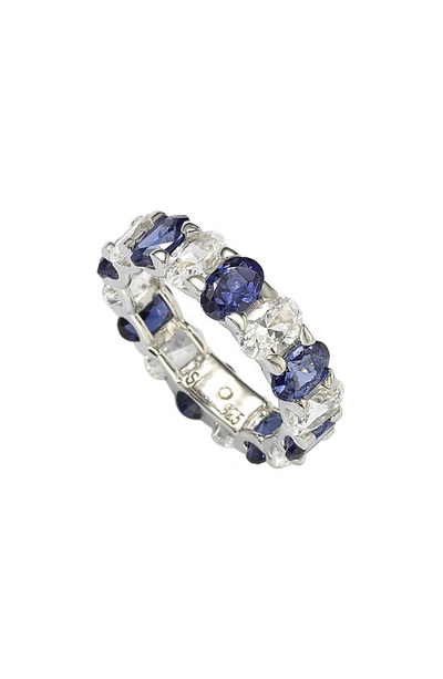 Suzy Levian Oval Cut Sapphire Band Ring In Blue