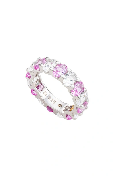 Suzy Levian Oval Cut Sapphire Band Ring In Pink