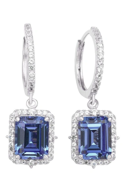 Suzy Levian Sterling Silver Sapphire Drop Earrings In Blue