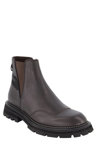 Karl Lagerfeld Leather Lug Sole Chelsea Boot In Brown