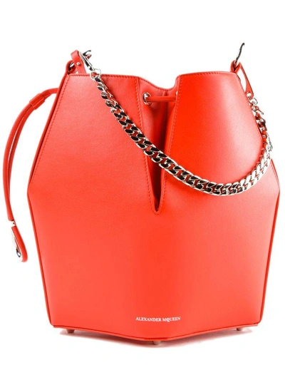 Alexander Mcqueen Logo Bucket Bag In Lust Red