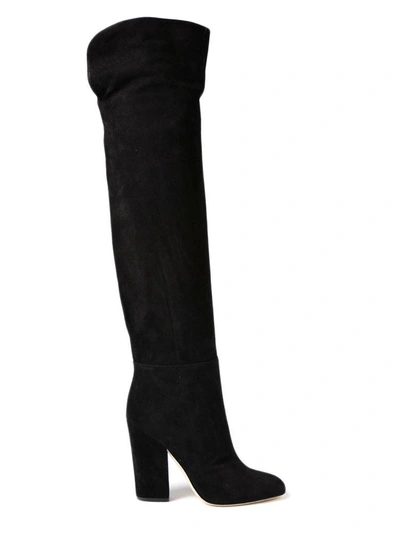 Sergio Rossi Curved Knee High Boots In Black