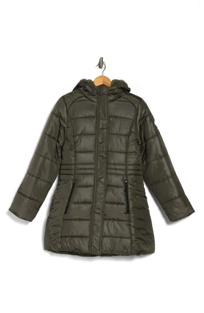 Spyder Yara Faux Fur Lined Puffer Jacket In Tea Leaf Green