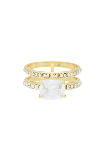 Covet Oval Crystal Pavé Band Ring In Gold