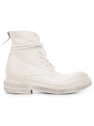 Marsèll Zip Combat Boots In Bianco Optical White