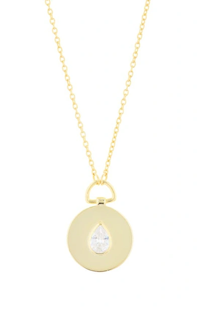 Argento Vivo Cubic Zirconia Disc Pendant Necklace In Gold