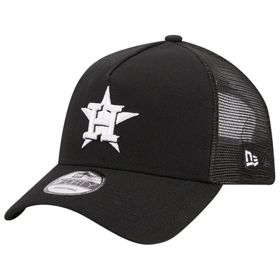 New Era Black Houston Astros A-frame 9forty Trucker Adjustable Hat