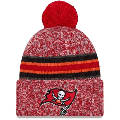 New Era Red Tampa Bay Buccaneers 2023 Sideline Cuffed Knit Hat With Pom