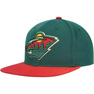 Mitchell & Ness Men's  Green Minnesota Wild Core Team Ground 2.0 Snapback Hat