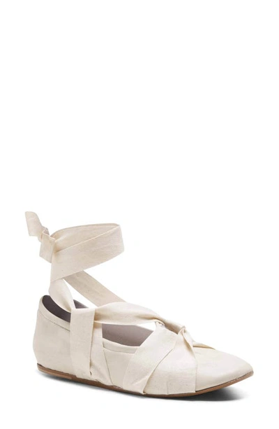 Free People Cece Ankle Strap Flat In Antique Ivory