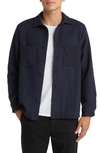 Wax London Whiting Button-up Overshirt In Navy