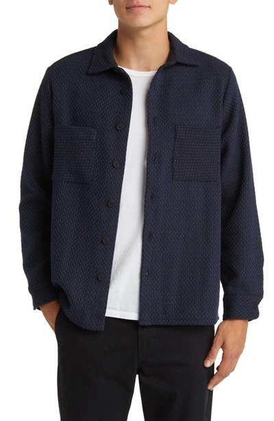 Wax London Whiting Button-up Overshirt In Navy