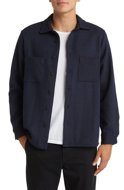 Wax London Whiting Button-up Overshirt In Black/ Navy