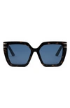 Dior The Signature S10f 55mm Butterfly Sunglasses In Dark Havana / Blue