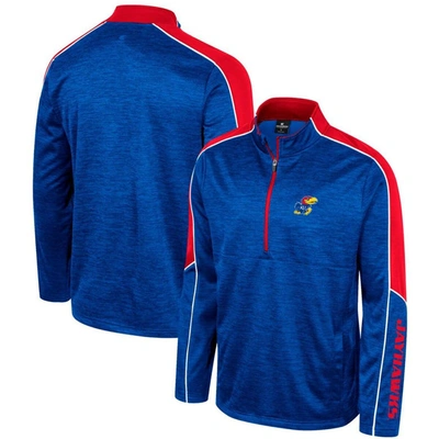 Colosseum Royal Kansas Jayhawks Marled Half-zip Jacket