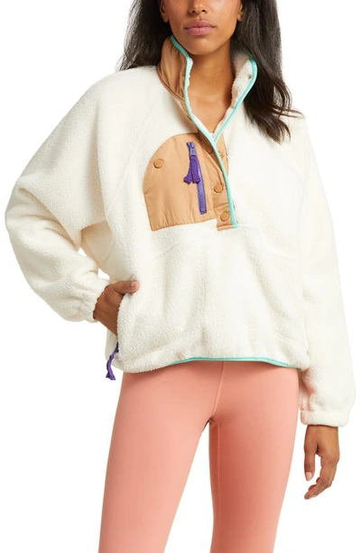 Free People Hit The Slopes Colorblock Pullover In Ivory Retro Combo
