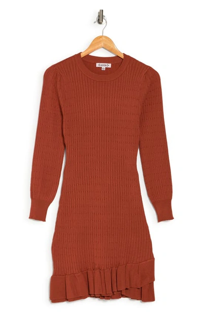 Nanette Lepore Long Sleeve Ruffle Hem Sweater Dress In Picante
