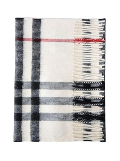 Burberry Giant Check Scarf 168x30 In 1000b White