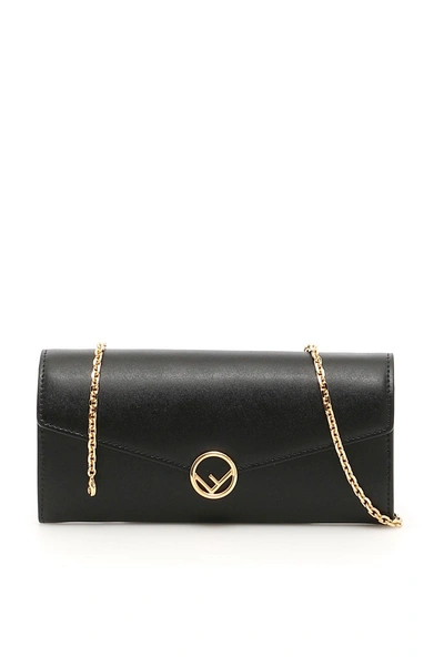 Fendi F Is  Wallet On Chain In Nero Oro Softnero