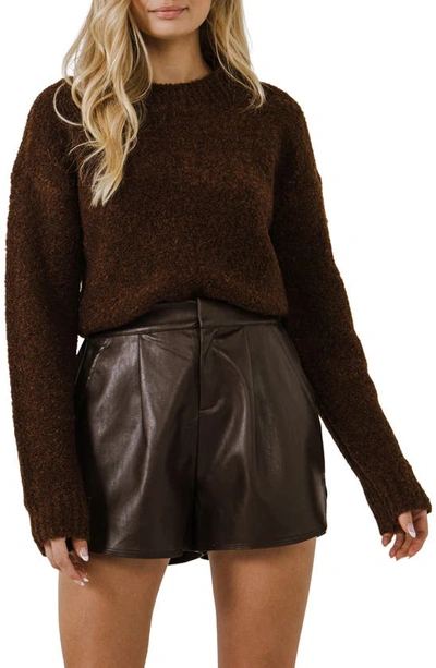 English Factory Cozy Crewneck Sweater In Chocolate