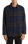 Nn07 Freddy 5292 Flannel Button-up Shirt In Navy Check