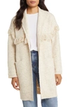 Wit & Wisdom Fringe Yoke Cardigan In Heather Oatmeal