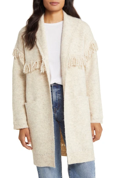Wit & Wisdom Fringe Yoke Cardigan In Heather Oatmeal