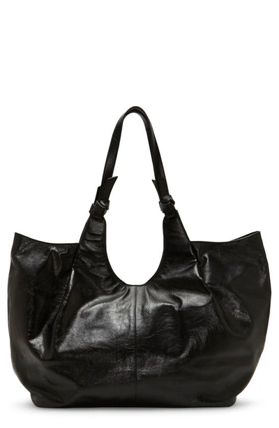 Vince Camuto Ciera Leather Tote In Black Crackle Leather