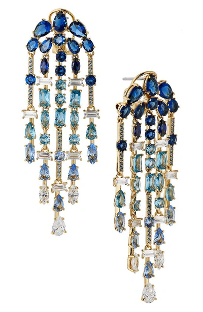 Nadri Rockstars Crystal Chandelier Earrings In Blue/gold