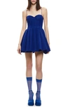 Alice And Olivia Adara Cotton Blend Bustier Minidress In Azure