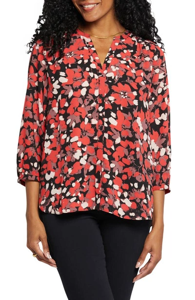 Nydj High-low Crepe Blouse In Lilydale