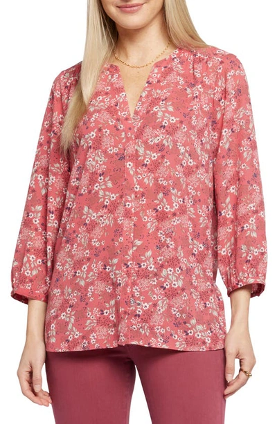 Nydj High-low Crepe Blouse In Rosalie