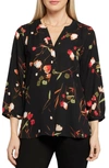 Nydj High-low Crepe Blouse In Lynbrook Garden