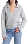 Treasure & Bond Oversize Johnny Collar Sweater In Grey Heather
