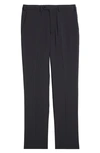 Emporio Armani Flat Front Wool Pants In Solid Blue Navy