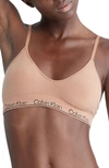 Calvin Klein Seamless Lightly Lined Triangle Bralette In Sandalwood