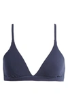 Skims Stretch Cotton Triangle Bralette In Navy